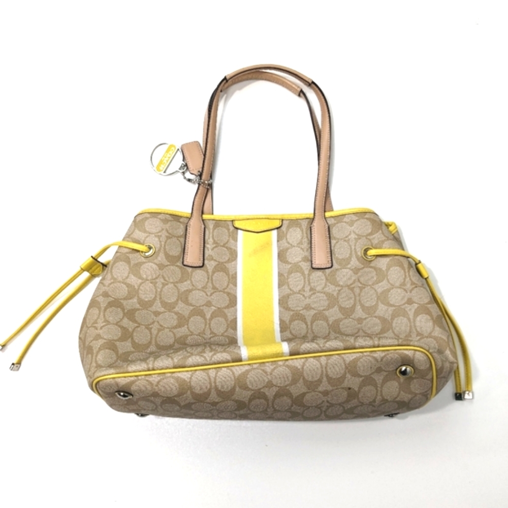 Vintage Coach Tan and Yellow Leather Drawstring Bag